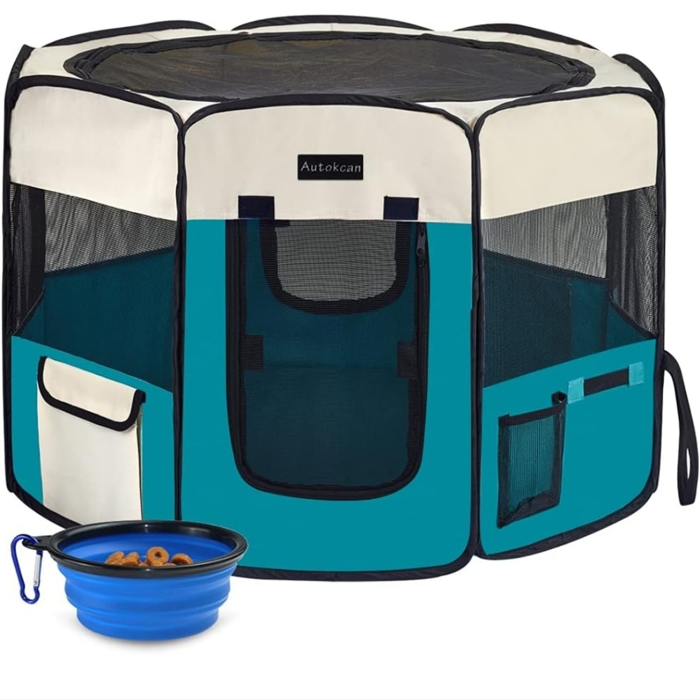 Blue and White Small Pet Playpen